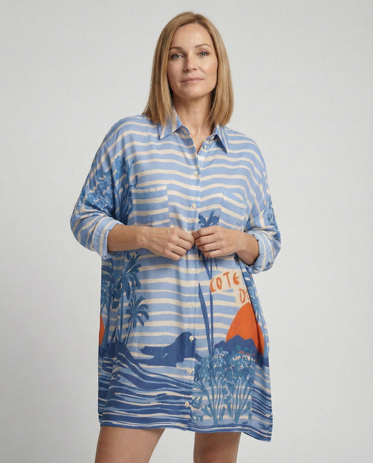Damen Tunika Hemdkleid oversized