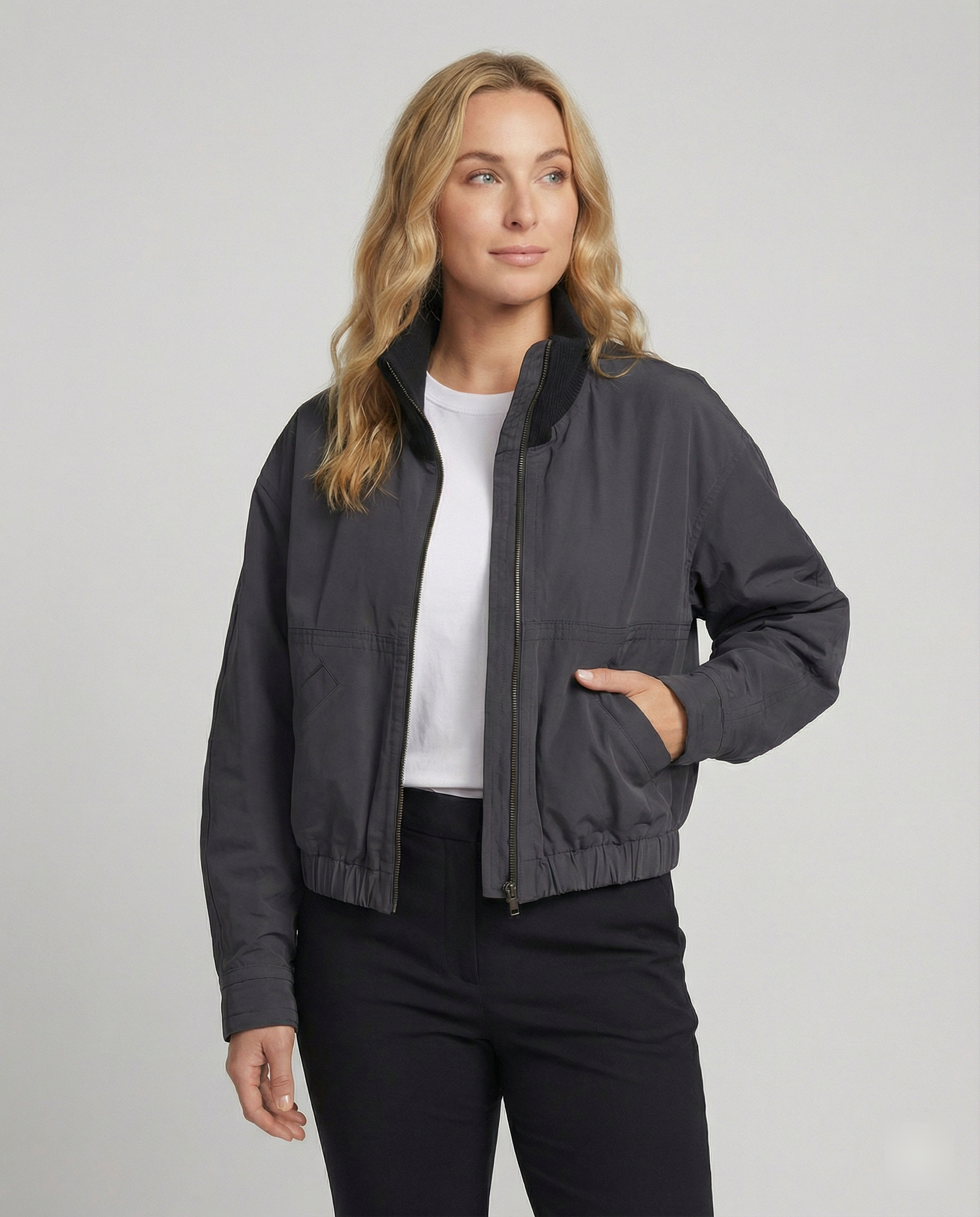 Übergangsjacke Damen sportlich mit hohem Kragen und elastischem Bund