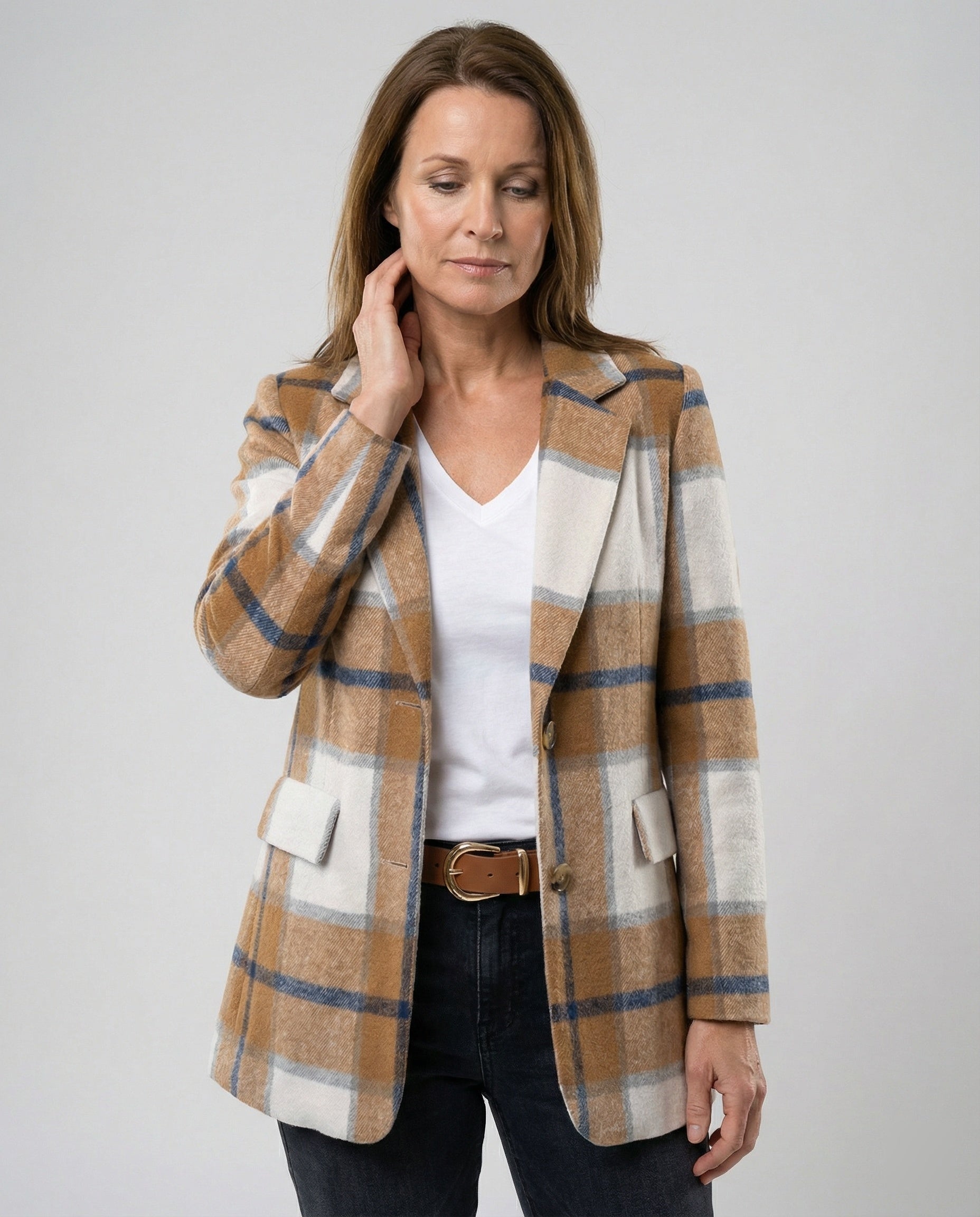 Damen Karierter Blazer mit taillierter Passform