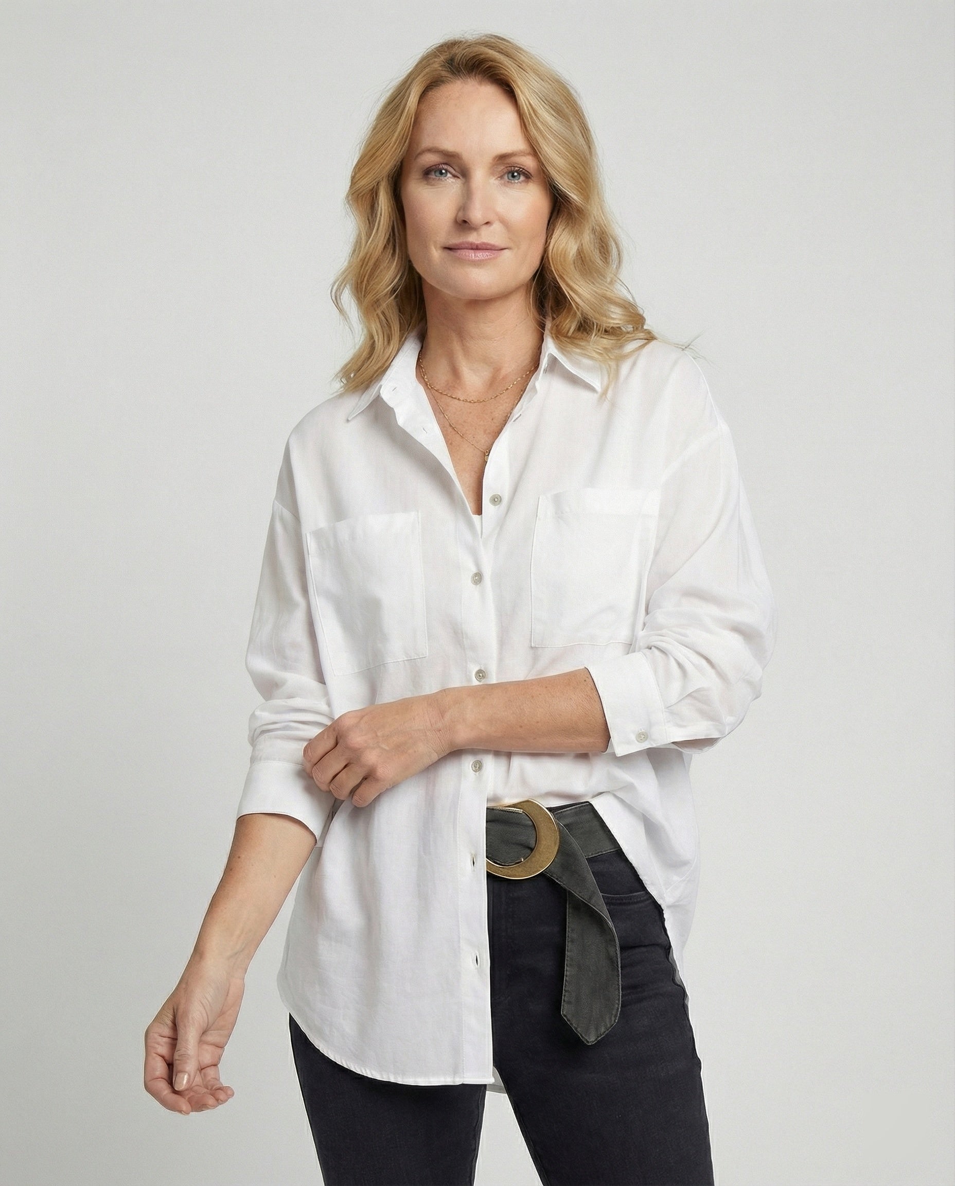 Damen Bluse Seidenoptik Oversize