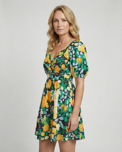 Damen Minikleid floral Wickeloptik