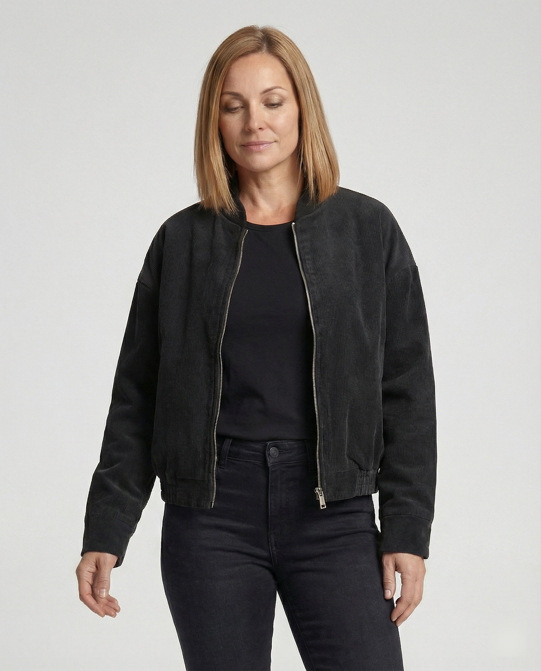 Damen Cordjacke mit Stehkragen
