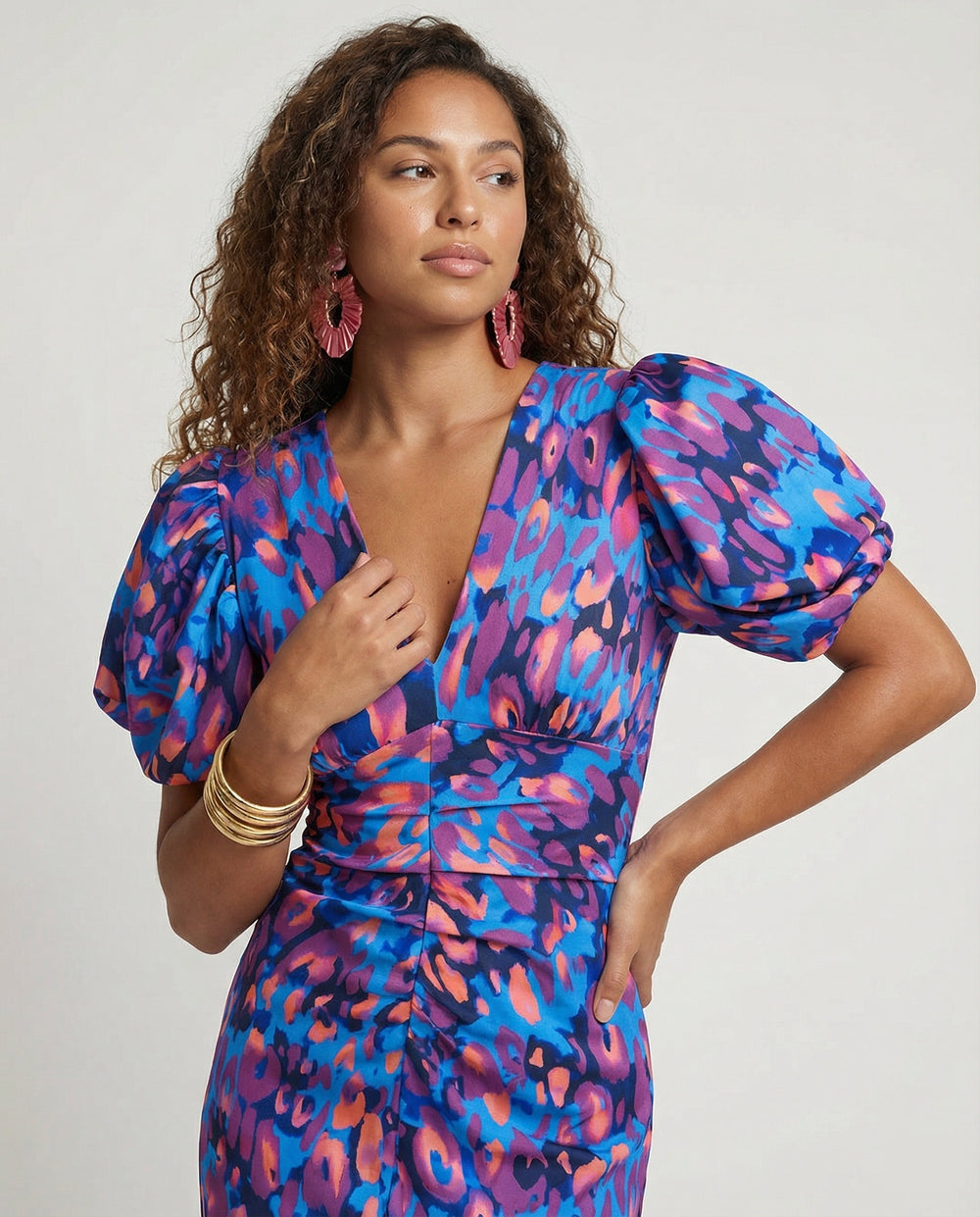 Damen Abendkleid mit voluminösen Puffärmeln R&B