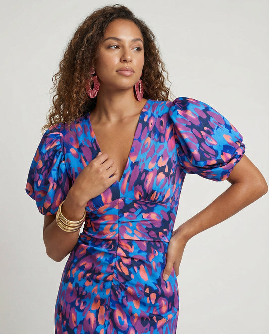 Damen Abendkleid mit voluminösen Puffärmeln R&B