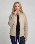 Steppjacke Damen mit Strickmuster und hohem Kragen