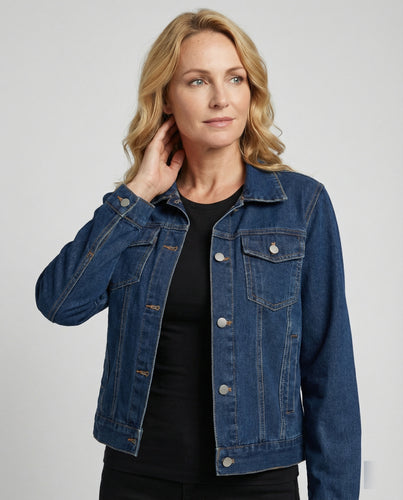 Damen Jeansjacke Damen kurz mit Taschen