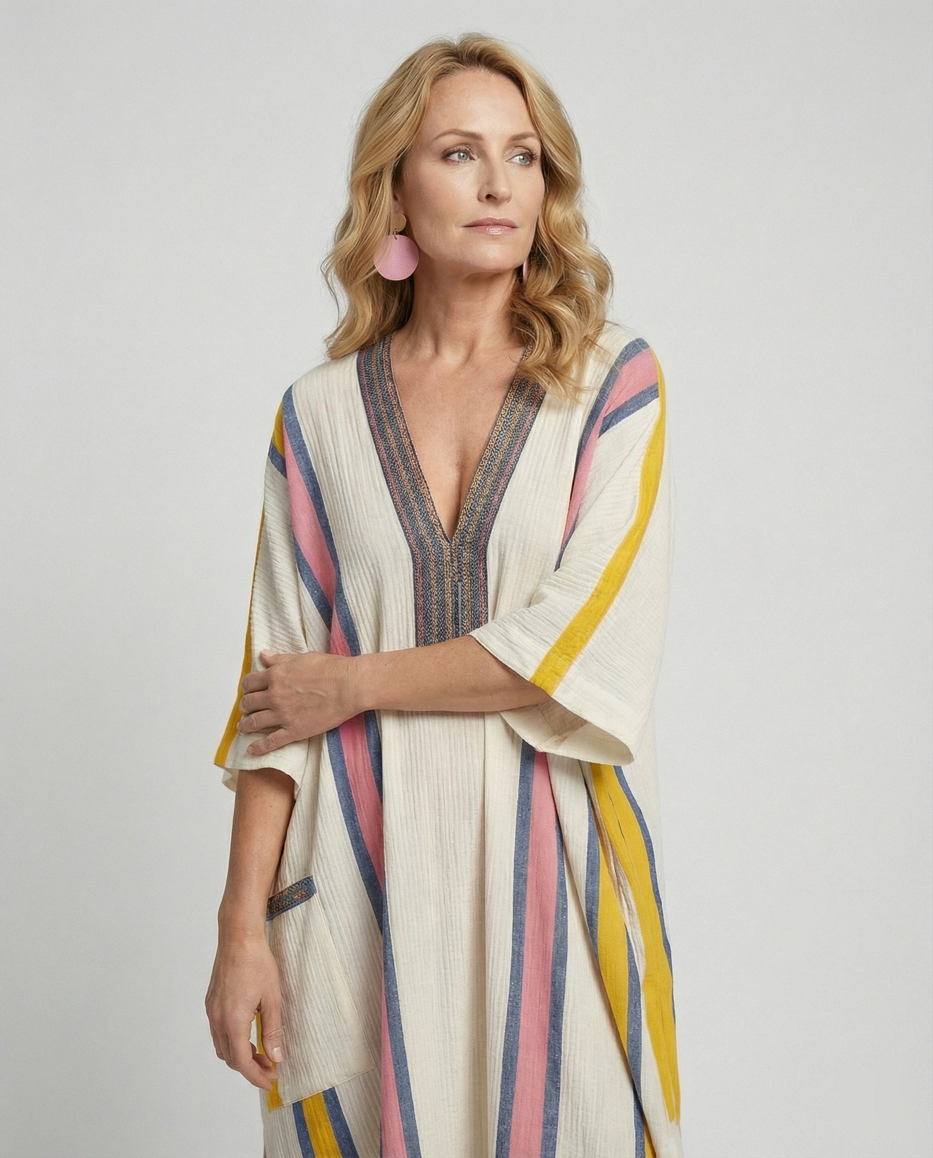 Leinen Kaftan Maxikleid Damen