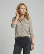 Damen elegante Bluse mit tiefem V-Ausschnitt