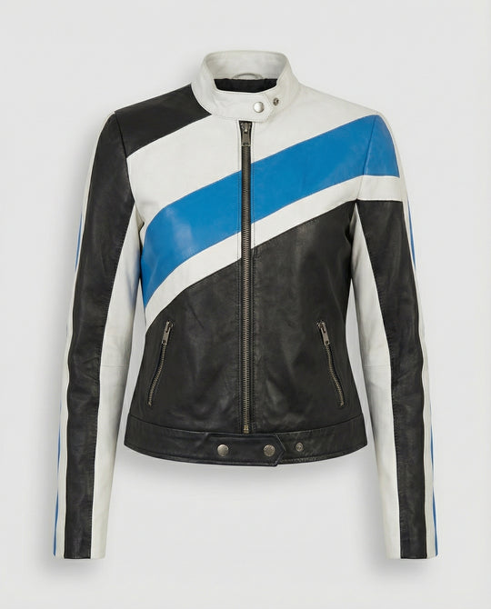 Damen Lederjacke Schwarz Racer
