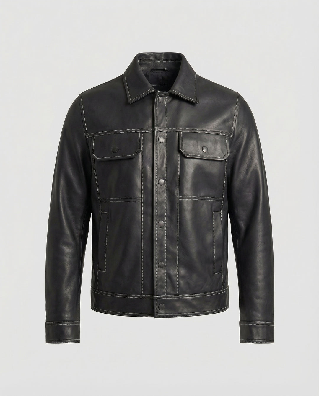 Herren Overshirt Jacke Lederoptik