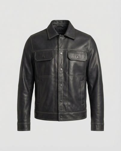 Herren Overshirt Jacke Lederoptik