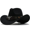 R&B | Western-Stil Filzhut mit Stier-Schnallenband