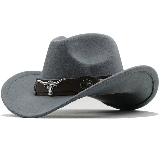 R&B - Western-Stil Filzhut mit Stier-Schnallenband