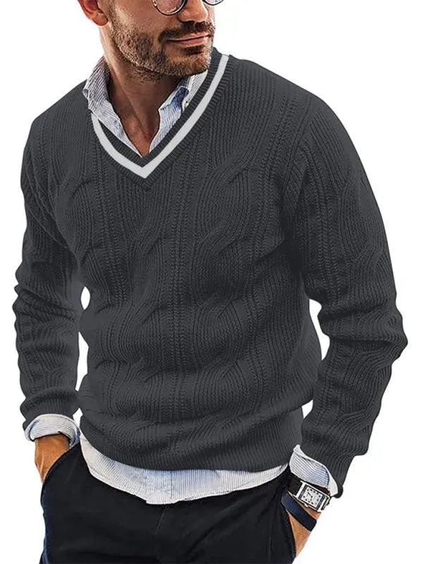 R&B | Ausschnitt Slim Fit Herren Pullover Sweatshirt