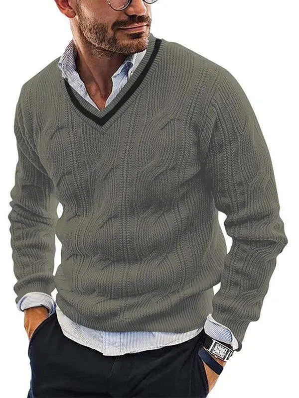 R&B | Ausschnitt Slim Fit Herren Pullover Sweatshirt