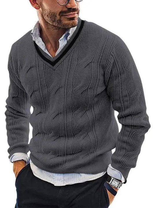 R&B | Ausschnitt Slim Fit Herren Pullover Sweatshirt
