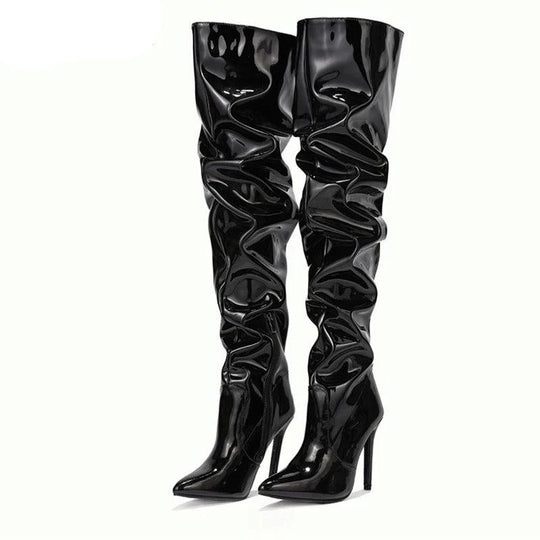 Frauen Über-den-Knie Stiefel Leder Stil R&B