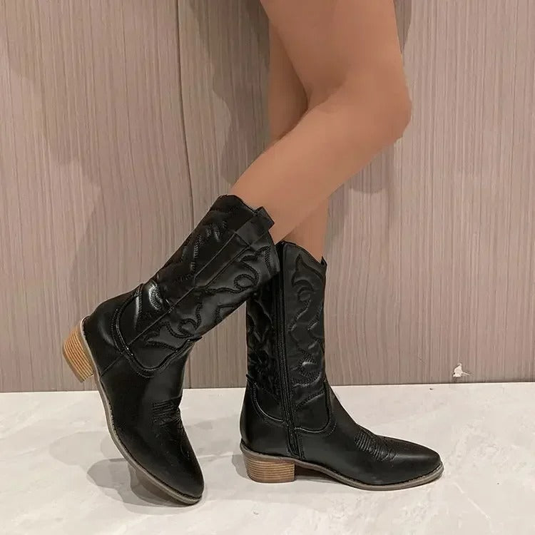 Damen Farbige Retro Cowboy Stiefel R&B