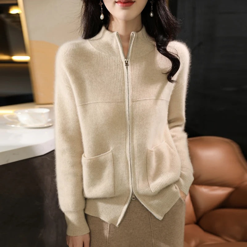 R&B | Strickjacke Aus Wolle Mit Reißverschluss Und Stehkragen