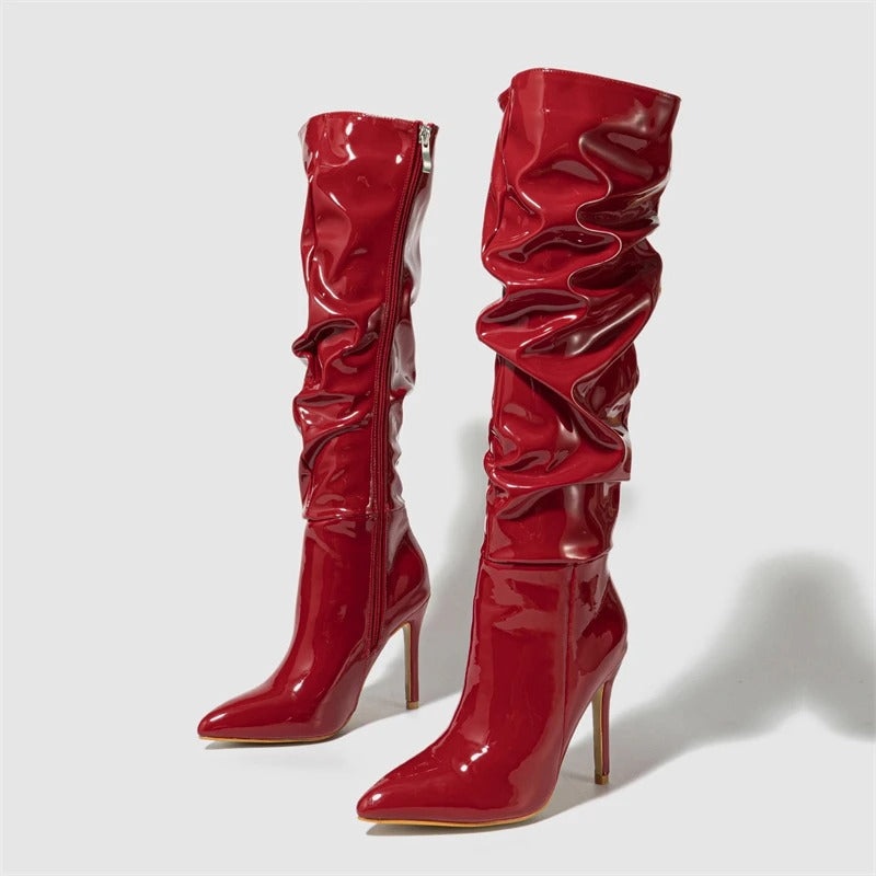 Frauen Über-den-Knie Stiefel Leder Stil R&B