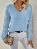 Mode V-Ausschnitt Strickpullover