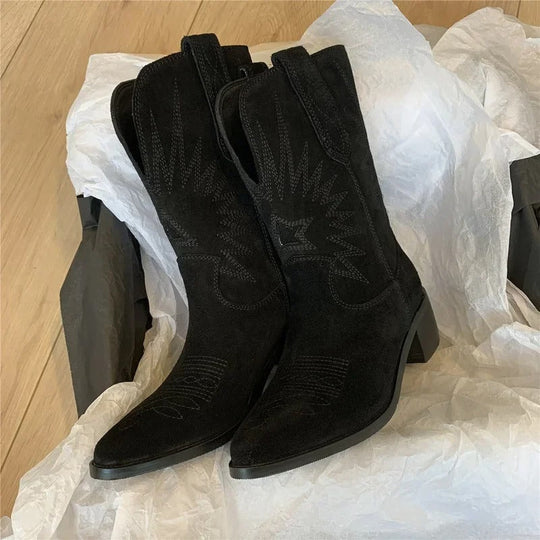 R&B | Bestickte Leder-Westenstiefel