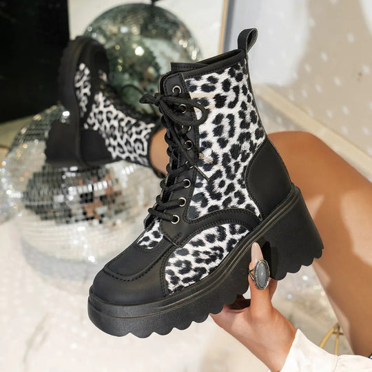 R&B | Leopardenmuster Schnürstiefel
