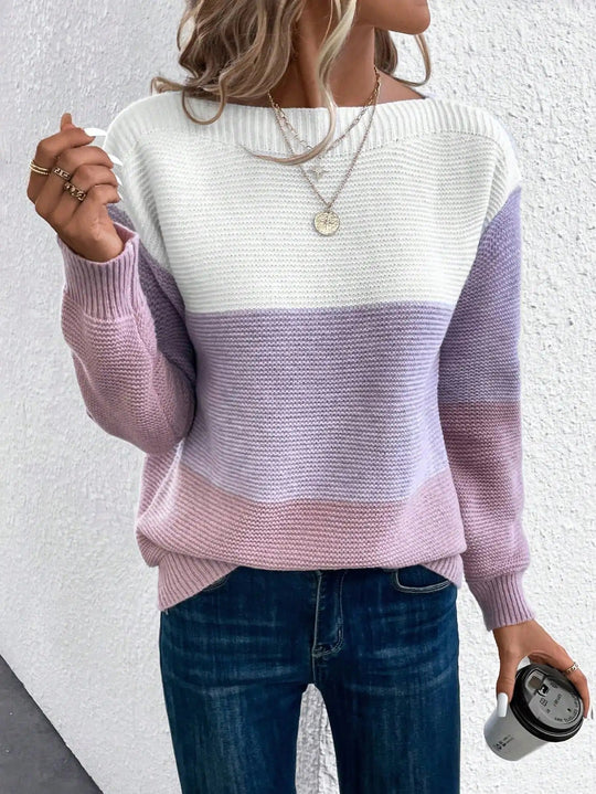 R&B | Stilvoller Dreifarbiger Patchwork-Pullover