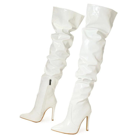 Frauen Über-den-Knie Stiefel Leder Stil R&B