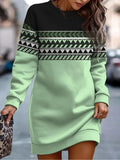 R&B | Wintermode Druck O Hals Kleid