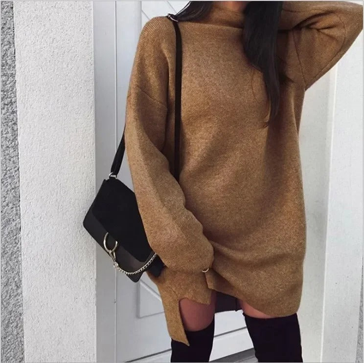 R&B | Übergroßes Rollkragen Strickkleid