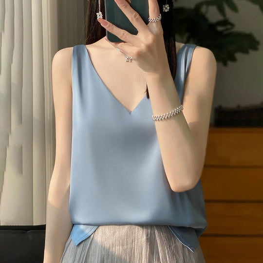 R&B | Ärmelloses Top Aus Satin-Seide