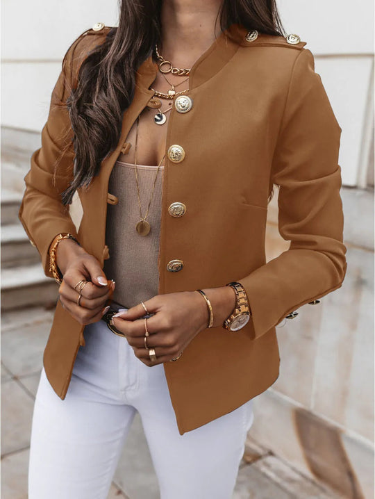 R&B | Eleganter O Ausschnitt Blazerjacke mit Langen Ärmeln