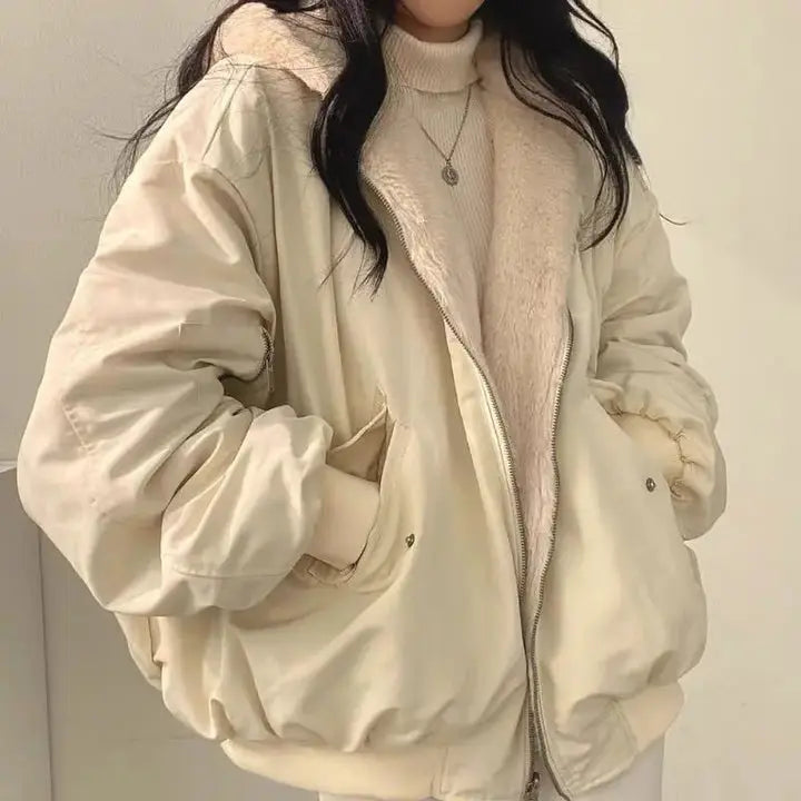R&B | Übergröße Teddy Bomberjacke für Damen