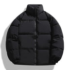 R&B | Puffer-Jacke Übergroße Passform Gepolstert Gesteppt Hoher Kragen Lässiger Look
