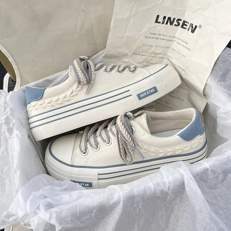 Canvas Damenschuhe mit Plateausohle R&B