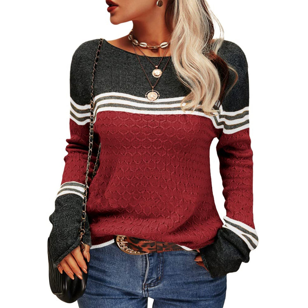 R&B | Damen Zwei-Farben Farbblock Pullover