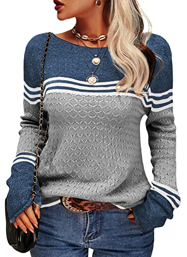 R&B | Damen Zwei-Farben Farbblock Pullover