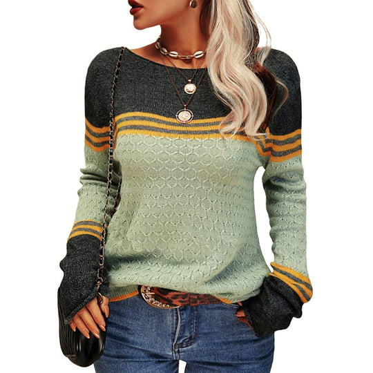 R&B | Damen Zwei-Farben Farbblock Pullover