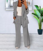 Blazer und Weite Bein Hose Zweiteiliges Set