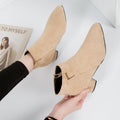 R&B | Stiefeletten Wildleder Spitz Zulaufend Blockabsatz Seitenreißverschluss