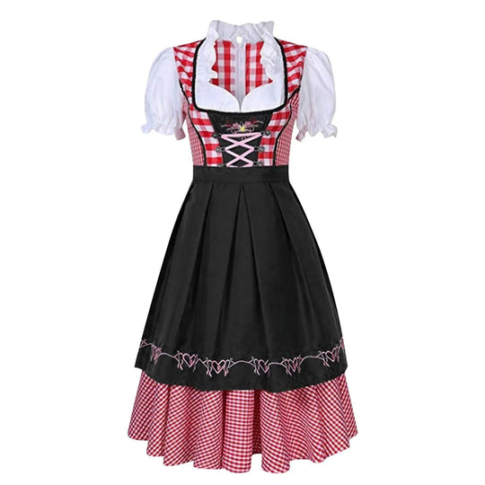 R&B | Oktoberfest Dirndl mit kariertem Muster und kurzen Ärmeln