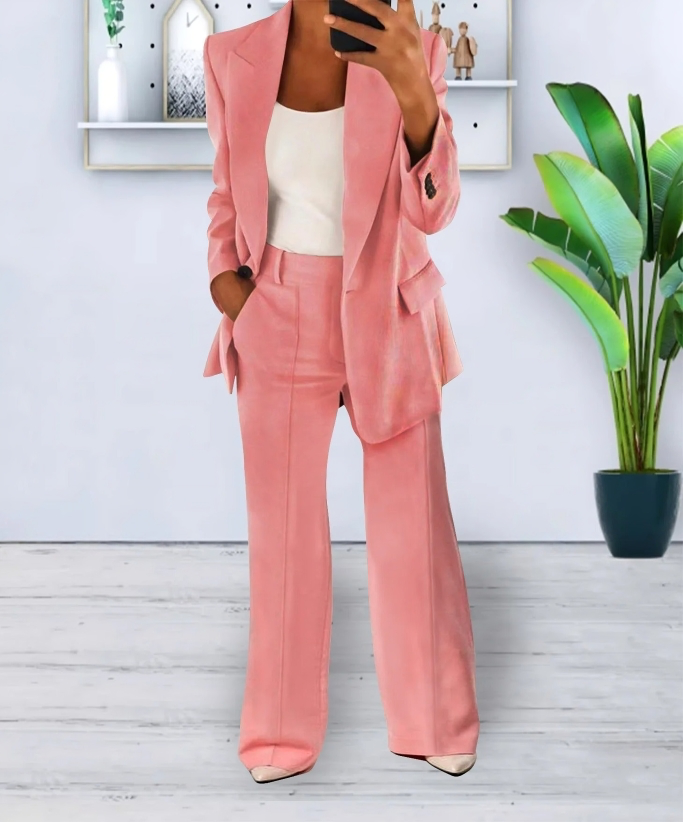 Blazer und Weite Bein Hose Zweiteiliges Set
