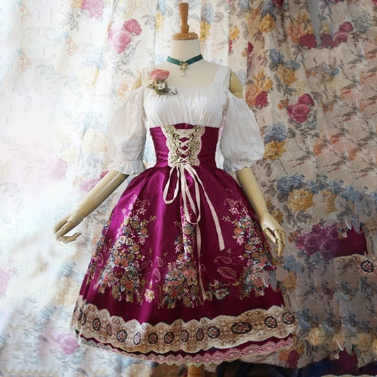 R&B | Blumen Dirndl mit Schürze und Blumendekoration für Oktoberfest