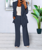Blazer und Weite Bein Hose Zweiteiliges Set