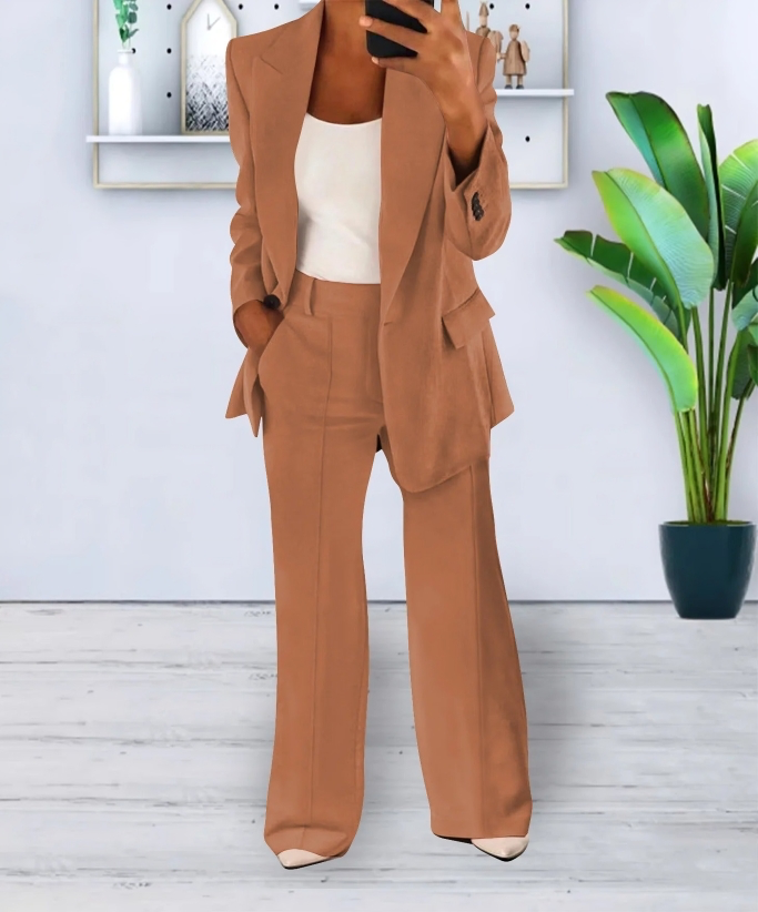 Blazer und Weite Bein Hose Zweiteiliges Set