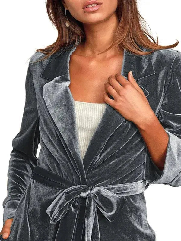 R&B | Samt Lange Blazer Damen Mantel