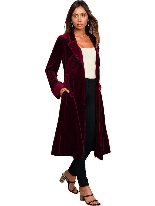 R&B | Samt Lange Blazer Damen Mantel