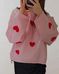 Vergie | Übergroßer Pullover mit Rundhalsausschnitt und Herzmuster Sweater