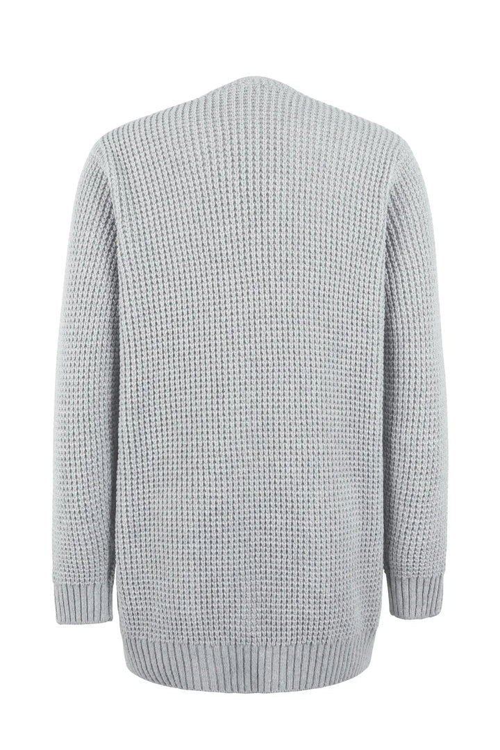 R&B | Cardigan Lange Offene Front Gestrickte Textur Weiche Gerippte Kanten mit Taschen